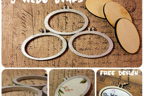 3 Silver Mini Hoop Wide Oval Pendant Embroidery Blanks - Frame Necklace Craft Su
