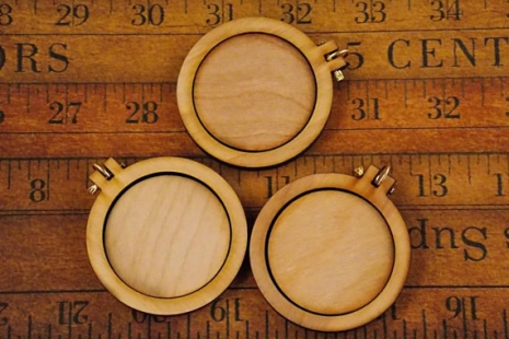 3 Mini Hoop Pendant Embroidery Blanks - wood Frame Necklace Craft Supply Jewelry