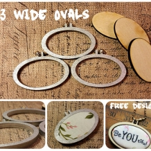 3 Silver Mini Hoop Wide Oval Pendant Embroidery Blanks - Frame Necklace Craft Su