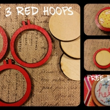 3 Red Mini Hoop Pendant Embroidery Blanks - Frame Necklace Craft Supply Jewelry