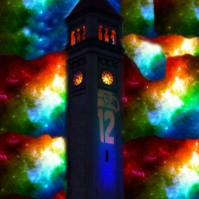 Star Night Colorful ClockTower - 8 x 10 frame Print Art Photography SeaHawks